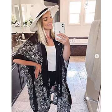 Moss Rose Women's Beach Cover Up in Boho Floral Print