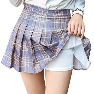 Tulucky Women Plaid Skirt - Stylish High Waist Pleated