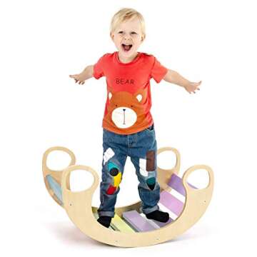 CASSAROKIDS Waldorf Wooden Rocking Play (Earth Tone)