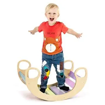 CASSAROKIDS Waldorf Wooden Rocking Play (Earth Tone)