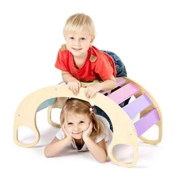 CASSAROKIDS Waldorf Wooden Rocking Play (Earth Tone)
