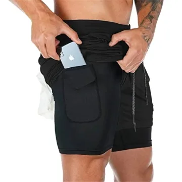 Surenow Mens Running Shorts - 2-in-1 Stealth Gym Sports Safety Shorts