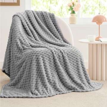 BEDELITE Fleece Throw Blanket for Couch & Bed - 3D Jacquard Decorative Grey Blanket, Super Soft and ...