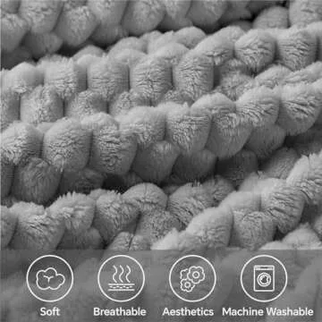 BEDELITE Fleece Throw Blanket for Couch & Bed - 3D Jacquard Decorative Grey Blanket, Super Soft and Cozy Warm Fuzzy Blanket All Seasons Suitable, 50x60Inches