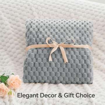 BEDELITE Fleece Throw Blanket for Couch & Bed - 3D Jacquard Decorative Grey Blanket, Super Soft and Cozy Warm Fuzzy Blanket All Seasons Suitable, 50x60Inches