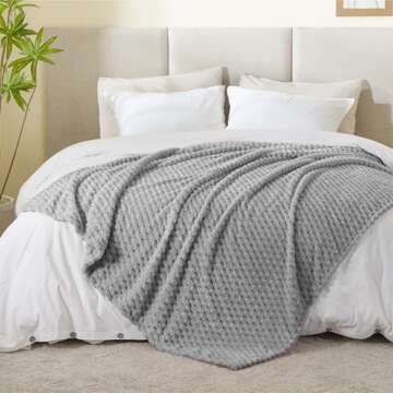 BEDELITE Fleece Throw Blanket for Couch & Bed - 3D Jacquard Decorative Grey Blanket, Super Soft and Cozy Warm Fuzzy Blanket All Seasons Suitable, 50x60Inches