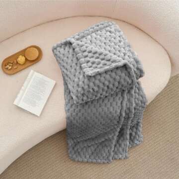 BEDELITE Fleece Throw Blanket for Couch & Bed - 3D Jacquard Decorative Grey Blanket, Super Soft and Cozy Warm Fuzzy Blanket All Seasons Suitable, 50x60Inches
