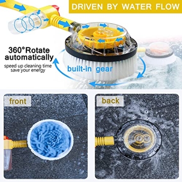 KUJOBUY Rotating Car Wash Brush with Foam Dispenser