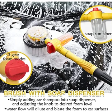 KUJOBUY Rotating Car Wash Brush with Foam Dispenser