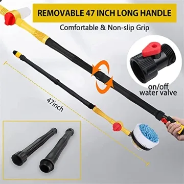 KUJOBUY Rotating Car Wash Brush with Foam Dispenser