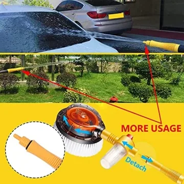 KUJOBUY Rotating Car Wash Brush with Foam Dispenser