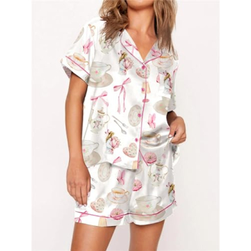 Cute Satin Pajama Set for Women - Summer Loungewear