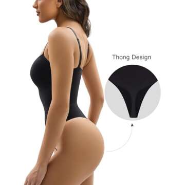 YIANNA Women Shapewear Tummy Control Bodysuit Seamless Sculpting Snatched Waist Body Suit Thong, YA5...