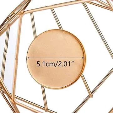 Hewory Geometric Tealight Candle Holders Gold, Modern Metal Geo Wedding Centerpieces for Table, Votive Candle Stand Accent for Tea Light for Home Shelf Mantel Christmas Birthday Party Decor, 6pcs