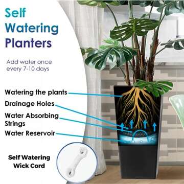 Shineloha 2 Pack Tall Planters + Baskets (Self Watering) (20" H) | Tall Planters for Outdoor & Indoo...