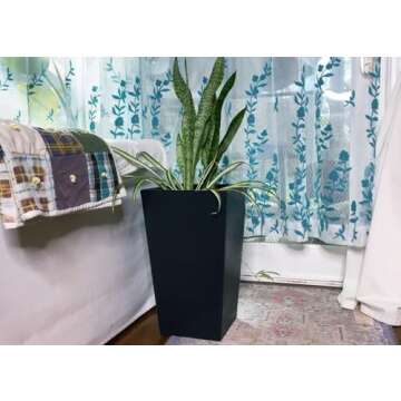 Shineloha 2 Pack Tall Planters + Baskets (Self Watering) (20" H) | Tall Planters for Outdoor & Indoor, Tall Front Porch Planters