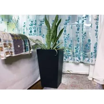 Shineloha 2 Pack Tall Planters + Baskets (Self Watering) (20" H) | Tall Planters for Outdoor & Indoor, Tall Front Porch Planters