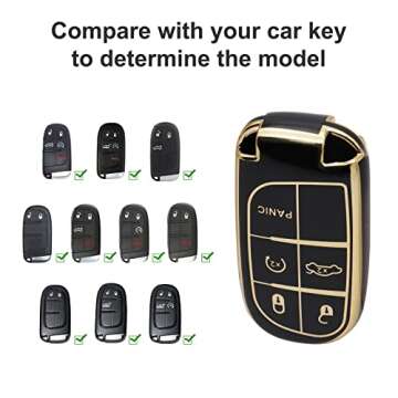 SUNCARACCL for Jeep Key Fob Cover with Leather Keychain, Soft TPU Full Cover Protection Key Case for...