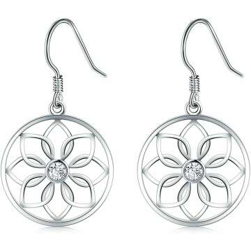 Lotus Flower Yoga Earrings in 925 Sterling Silver