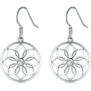 Lotus Flower Yoga Earrings in 925 Sterling Silver