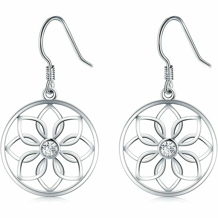 Lotus Flower Yoga Earrings in 925 Sterling Silver