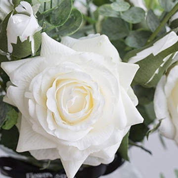 Ins Style Vase with Artificial Flower Set 1 Piece Fake Rose Berry Leaf Floral Flower Arrangement Glass Rose (White S)