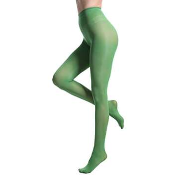 Zioccie 80 Denier Microfibre Tights for Women Soft Semi Opaque Solid Color High Waist Footed Pantyhose (Clover Green, One Size)