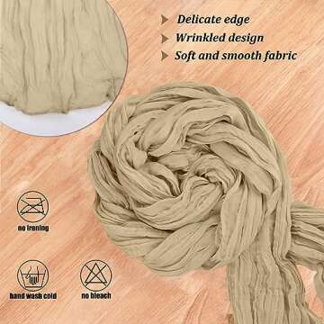 TuTive 13.3FT Long Sand Cheesecloth Table Runner