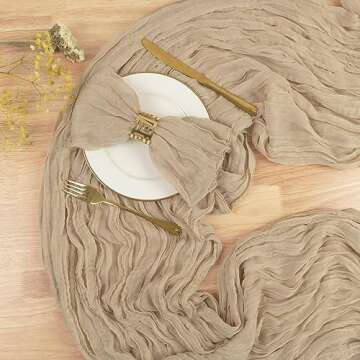 TuTive 13.3FT Long Sand Cheesecloth Table Runner