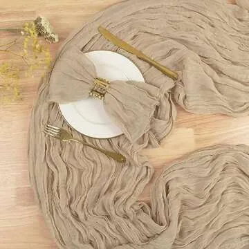 TuTive 13.3FT Long Sand Cheesecloth Table Runner