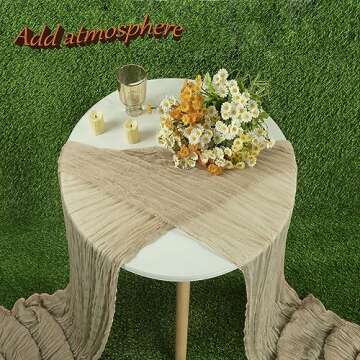 TuTive 13.3FT Long Sand Cheesecloth Table Runner