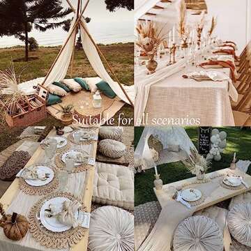 TuTive 13.3FT Long Sand Cheesecloth Table Runner