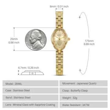 BERNY Women's Vintage Copper Mirror Gold Wristwatch