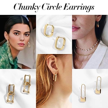 Elegant 14k Gold Plated Chunky Circle Earrings Set