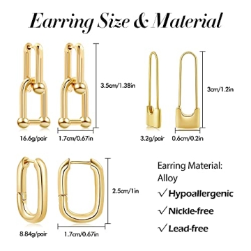 Elegant 14k Gold Plated Chunky Circle Earrings Set