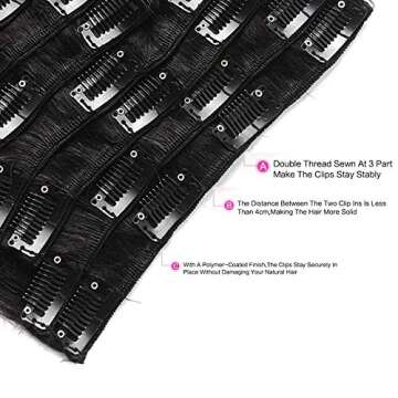 Clip in Human Hair Extensions Double Weft 100% Brazilian Straight Hair 8pcs 20Clips/Lot 120g 24'' clip in human hair Jet black