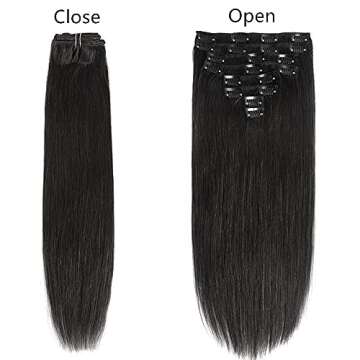 Clip in Human Hair Extensions Double Weft 100% Brazilian Straight Hair 8pcs 20Clips/Lot 120g 24'' clip in human hair Jet black