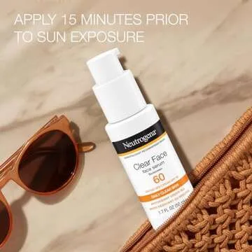 Neutrogena Clear Face Serum Sunscreen with Green Tea, Broad Spectrum SPF 60, Non-Comedogenic Face Sunscreen for Lightweight UVA/UVB Protection, Oxybenzone- & Fragrance-Free, 1.7 fl. oz