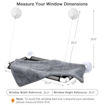 Lcybem Cat Window Perch - Cat Hammocks for Window with Plush Pad, Space Saving Cat Bed, Pet Resting ...