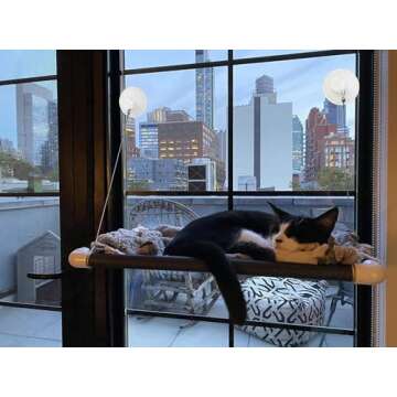 Lcybem Cat Window Perch - Cat Hammocks for Window with Plush Pad, Space Saving Cat Bed, Pet Resting Seat Safety Holds Two Large Cats, Providing All Around 360° Sunbathe for Indoor
