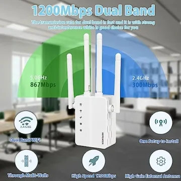 Krevi WiFi Extender 5G 1200Mbps Dual Band Booster