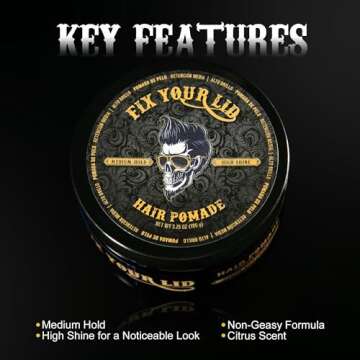 Fix Your Lid Hair Pomade for Men - Water Based Pomade with Medium Hold and High Shine - Match all Me...