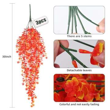 Artificial Hanging Plants Fall Faux Eucalyptus Leaf Fall Faux Hanging Plants Fall Hanging Vines Artificial Fall Flowers Faux Autumn Plants for Thanksgiving Indoor Outdoor House Wedding Party(Gold)