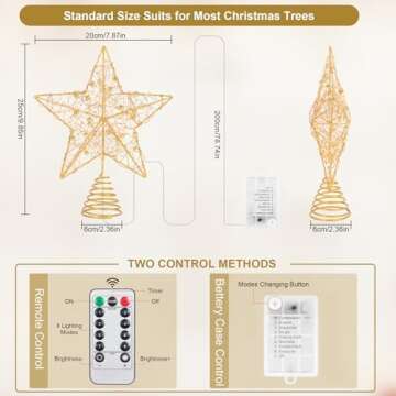 Verdenu Christmas Tree Topper with Remote & LED Lights