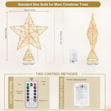 Verdenu Christmas Tree Topper with Remote & LED Lights