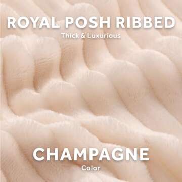 Sunbeam Royal Posh Ribbed Champagne Heated Personal Throw / Blanket, Cozy-Warm, Adjustable Heat Settings