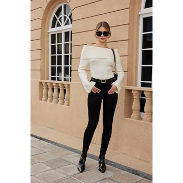 Chic Off Shoulder Fold Over Sweater for Women