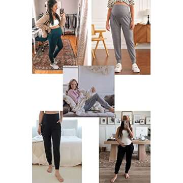 PACBREEZE Women's Maternity Pants Lounge Workout Joggers Over The Belly Pajama Sweatpants Stretchy P...