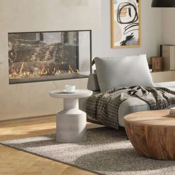 SIMPLIHOME Haynes SOLID MANGO WOOD 16 Inch Wide Round Boho Wooden Accent Table in White Wash, Fully ...