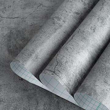 TOTIO Wide Grey Concrete Wallpaper Peel Stick 24x708inch Matte Thicken Waterproof Adhesive Dark Gray Cement Textured Contact Paper Vinyl Wall Paper for Store Rental House Industrial Style Cement Gray